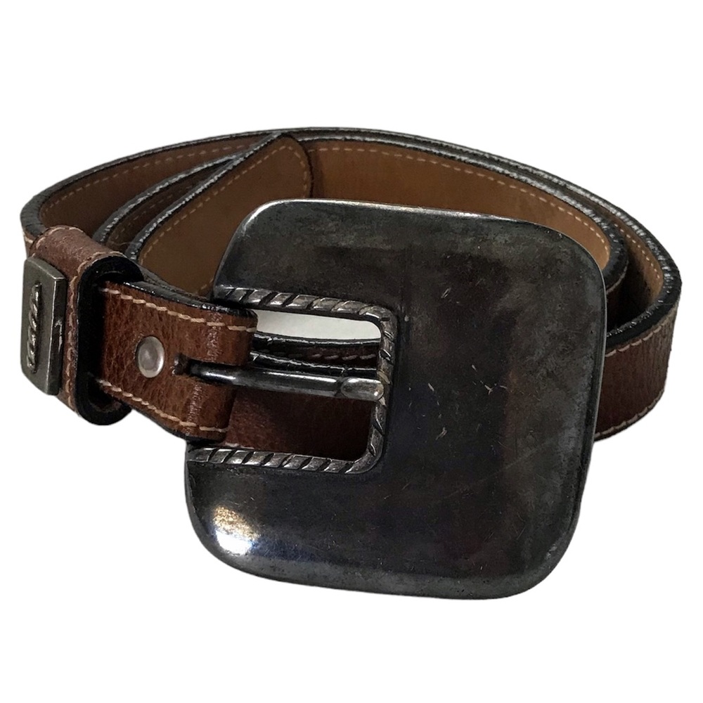 Vintage Leather Belt Jenny & the Boys Brown with Square Buckle Size Medium